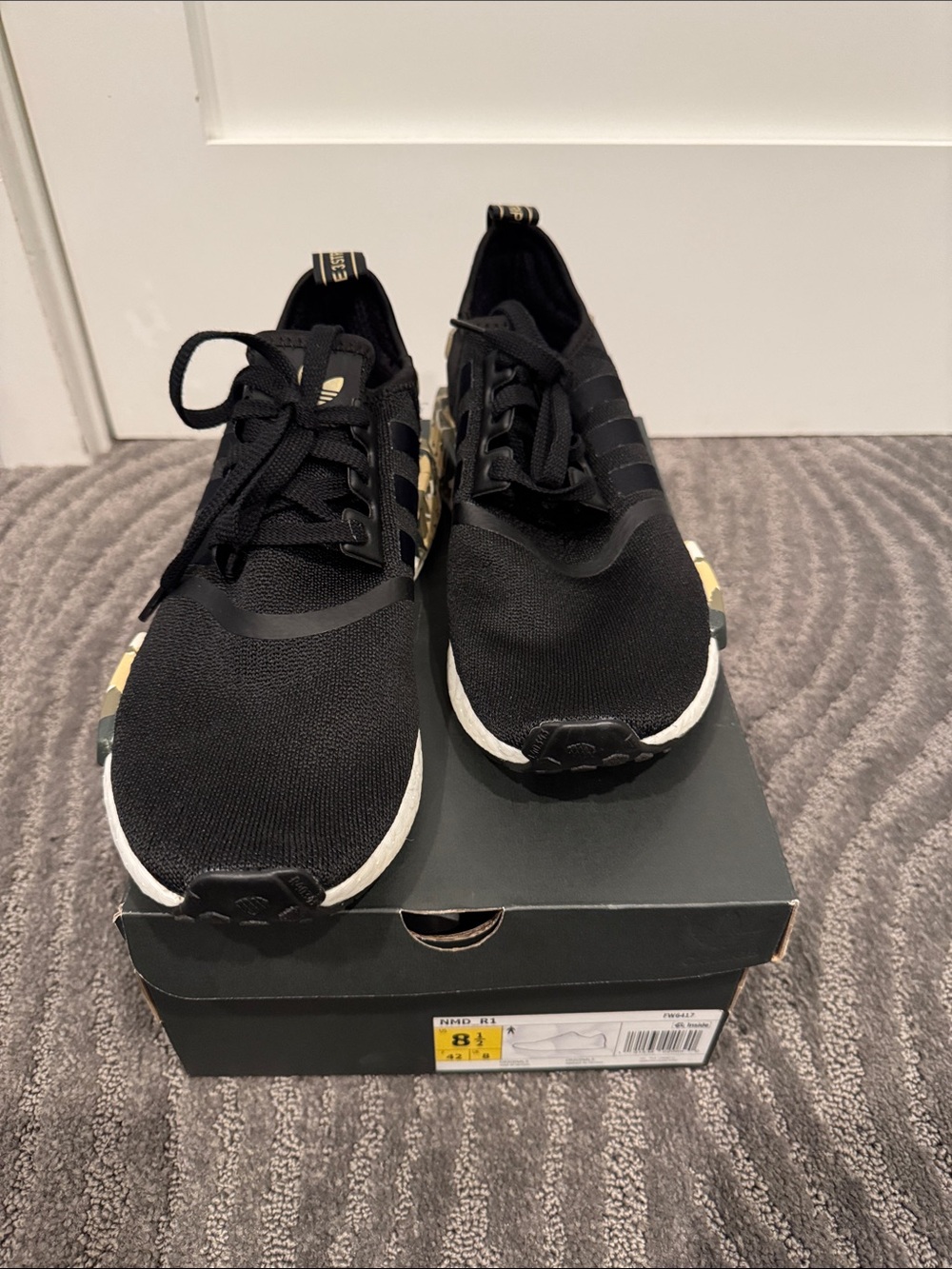 adidas Black Sneakers with Camouflage Heel Accents